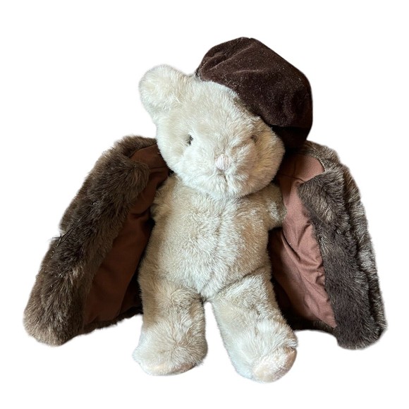 Vintage Mary Meyer Plush Bear Society Celia, Faux Fur Coat Jacket Beret Hat 12” - Picture 3 of 10